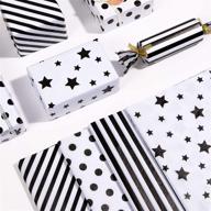 🎁 whaline 120 sheet white black tissue paper: star, stripes, dots patterns - perfect for gift wrapping, diy crafts, birthdays, new year gift bags - 14 x 20 logo