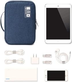 img 2 attached to 🔵 Mygreen Travel Cable Organizer Bag: Efficient Electronic Organizer for Hard Drives, Cables, Charger, Phone, USB, SD Card - Dark Blue