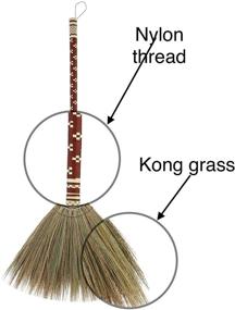 img 3 attached to 🧹 SN SKENNOVA Asian Straw Broom Witch Broom Undecorated Wedding Jumping Broom with Bamboo Stick Handheld Size Handle - Hardwood & Tile Floor Sweeper (Dark Brown)