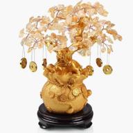 🍀 feng shui yellow crystal gem stones fortune tree with gold coins - wealth blessing gift w3149: enhancing prosperity, luck, and abundance логотип