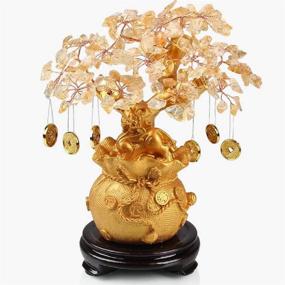 img 4 attached to 🍀 Feng Shui Yellow Crystal Gem Stones Fortune Tree with Gold Coins - Wealth Blessing Gift W3149: Enhancing Prosperity, Luck, and Abundance