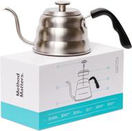 barista warrior stainless steel pour over kettle with thermometer - perfect temperature control for coffee & tea - gooseneck spout - kitchen & dorm essential (1.0 liter, 34 fl oz) logo