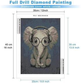 img 3 attached to 🎨 Enhance Your Home with MXJSUA DIY 5D Diamond Painting Full Square Drill Kits - 12x16In Lovely Elephant Art Craft for Stunning Wall Decor