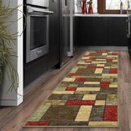 ковер-раннер ottomanson ottohome collection с узором коробок, 20" х 59", многоцветный - стильный и практичный акцент для коридоров и входов. логотип