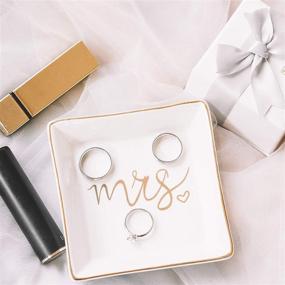 img 3 attached to 💍 Quany Life Mrs Jewelry Ring Dish: Elegant Ceramic Trinket Tray for Wedding & Engagement Gifts, Bride Desk Storage; Mr Mrs Gold - Perfect Engagement, Honeymoon or Friendship Souvenirs!