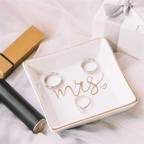 img 2 attached to 💍 Quany Life Mrs Jewelry Ring Dish: Elegant Ceramic Trinket Tray for Wedding & Engagement Gifts, Bride Desk Storage; Mr Mrs Gold - Perfect Engagement, Honeymoon or Friendship Souvenirs!