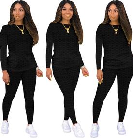 img 3 attached to 👚 JSVZREU Women's Two Piece Pants Set - Sweatsuit Jogger Sets, 2 Piece Outfits Track Suits Lounge Set with Long Sleeve