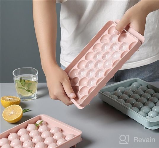 img 1 attached to 🧊 Ice Cube Trays - Premium Silicone Ice Cube Tray with Lid for Easy Release - Stackable & Dishwasher Safe - Great for Food, Cocktails, Whiskey, Chocolate review by Angela Rodriguez