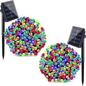 img 4 attached to 🏞️ Waterproof Solar Christmas Lights - 72ft 200 LED String Lights in 8 Modes for Outdoor Xmas Decorations, Multicolored Holiday Lighting Ideal for Trees, Gardens, Patios, Parties, Homes - Pack of 2