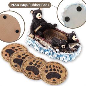 img 2 attached to 🐻 VUDECO Cute Black Bear Canoe Coasters Set: Fun Bar and Cabin Decor Accessories with Rustic Charm - Perfect Gifts for Country and Hunting Enthusiasts - 4 Coasters with Bear Paw Design