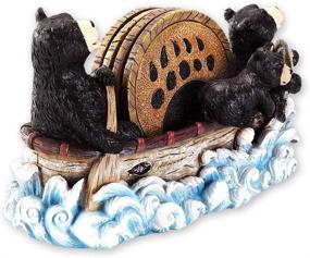 img 1 attached to 🐻 VUDECO Cute Black Bear Canoe Coasters Set: Fun Bar and Cabin Decor Accessories with Rustic Charm - Perfect Gifts for Country and Hunting Enthusiasts - 4 Coasters with Bear Paw Design