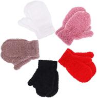 🧤 boao 5 pairs stretch full finger mittens: winter warm knitted gloves for baby boys and girls - a must-have kid's winter supply logo