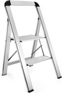 delxo 2 step stool: aluminum step ladder - lightweight, heavy duty & portable folding step stool with wide hand grip - supports up to 330 lbs logo