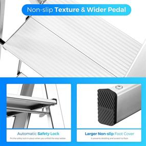 img 2 attached to Delxo 2 Step Stool: Aluminum Step Ladder - Lightweight, Heavy Duty & Portable Folding Step Stool with Wide Hand Grip - Supports up to 330 lbs