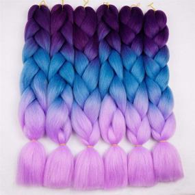 img 1 attached to 💜 6-Piece Ombre Braiding Hair Bundle - Purple to Blue to Pink Synthetic Hair for Crochet Braids - 100g Kanekalon Fiber - 24-inch Jumbo Braids Hair Extensions