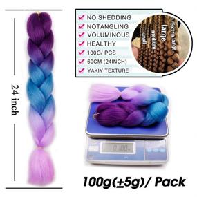 img 2 attached to 💜 6-Piece Ombre Braiding Hair Bundle - Purple to Blue to Pink Synthetic Hair for Crochet Braids - 100g Kanekalon Fiber - 24-inch Jumbo Braids Hair Extensions