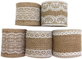 img 2 attached to 🎀 OZXCHIXU 5Pcs Burlap Ribbon Lace Roll with 30 Feet Jute Twine - Perfect for Wedding Decorations and DIY Crafts (2.2 Yards per Roll)