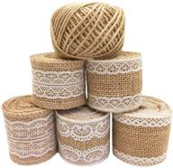 🎀 ozxchixu 5pcs burlap ribbon lace roll with 30 feet jute twine - perfect for wedding decorations and diy crafts (2.2 yards per roll) logo