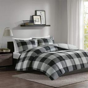 img 4 attached to Modern All-Season Grey/Black Plaid Comforter Set - Madison Park Essentials