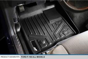 img 3 attached to 🏆 Custom Fit Floor Mats 1st Row Liner Set Black for 2011-2014 Ford F-150 - All Models by SMARTLINER