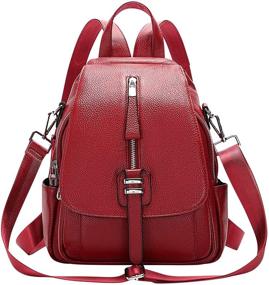 img 4 attached to 🎒 ALTOSY Women's Genuine Leather Convertible Backpack Purse - Crossbody Shoulder Bag with Buckle Flap