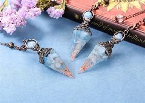 img 2 attached to 🔮 Jovivi Natural Aquamarine Healing Crystal Pendulums: Powerful Dowsing Divination Tool for Spiritual Energy & Chakra Healing with Hexagonal Pointed Cone Design