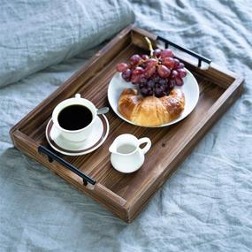 img 1 attached to Versatile Wood Serving Tray 🍴 with Convenient Handles for Breakfast and More