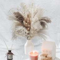 🌾 boho decor: 80pcs natural dried pampas grass for fluffy white bunny tail wedding bouquets & fall home decor logo