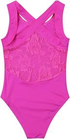 img 2 attached to 🌸 inhzoy Floral Lace Gymnastic Leotard for Kids Girls: One Piece Ballet Dance Camisole with Criss Cross Back Bodysuit