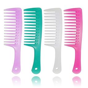 img 4 attached to 💇 4 Pcs Wide Tooth Comb: Perfect for Curly, Long, Wet Hair - Detangling Comb Large