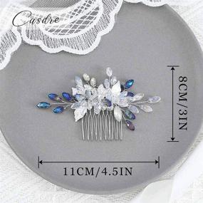 img 1 attached to 💍 Exquisite Casdre Rhinestone Bride Wedding Hair Comb: Silver Leaf Bridal Hair Piece with Opal Crystals - For Women and Girls