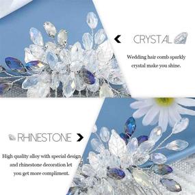 img 2 attached to 💍 Exquisite Casdre Rhinestone Bride Wedding Hair Comb: Silver Leaf Bridal Hair Piece with Opal Crystals - For Women and Girls