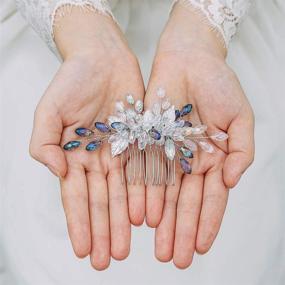 img 3 attached to 💍 Exquisite Casdre Rhinestone Bride Wedding Hair Comb: Silver Leaf Bridal Hair Piece with Opal Crystals - For Women and Girls