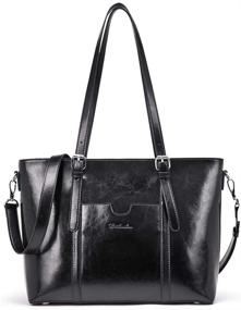 img 4 attached to 💼 BOSTANTEN Women's Leather Laptop Tote: Stylish Vintage Briefcase for 15.6-inch Computers, Ideal for Office Use