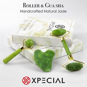 img 3 attached to 🌿 Gua Sha & Jade Roller Set for Facial Massage, Xpecial Guasha Facial Skin Care Tool for Wrinkle Removal & Eye Puffiness, Anti-Aging & Body Relaxation