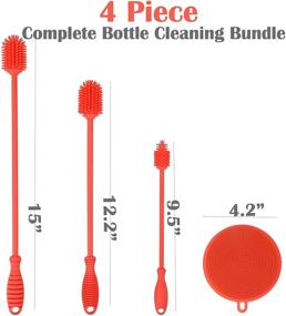 img 3 attached to Silicone Bottle Brush Multi-Pack: 3 Brushes + 1 Sponge - Effortlessly Clean Narrow Neck Containers, Vases, and Glassware