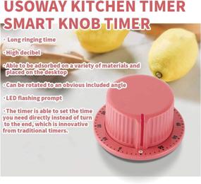 img 3 attached to 📚 Usoway Kitchen Timer Smart Knob Timer with Adhesive, LED Flashing and High-Decibel Sound Reminder - Pink