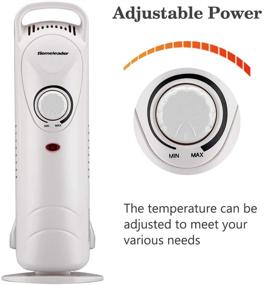 img 3 attached to Homeleader Adjustable Temperature Mini Oil Filled Heater - Compact and Slim Space Heater, Electric Personal Heater with Portable Overheating Protection - Ideal for Home and Office - 700W, White