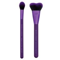 💜 enhance your glow with moda perfect pairs insta-glow makeup kit: quick contour and highlight brushes in purple logo