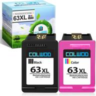 colwod remanufactured hp 63xl ink cartridge replacement for officejet 5255 3830 4650 5258 3832, deskjet 2132 3630 3636, envy 4525 4528 - 1 black + 1 tri-color logo