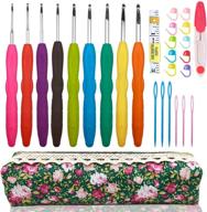 🧶 crochet hooks set with case - ergonomic grip handles, arthritic hands, extra long needles - ideal for all types of yarn - sizes 2mm(b) to 6mm(j) logo