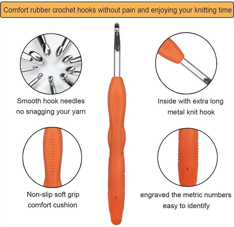 Crochet Hook Set,9Pcs Large Crochet Hooks for Arthritis and Beginners,  Smooth and Comfortable Extra Long