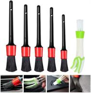 🚗 ultimate 6pcs car detailing brush set: soft mini duster, automotive detail brushes for interior, wheels, exterior, leather logo