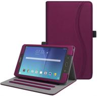 📱 fintie case for samsung galaxy tab e 8.0 - corner protection stand cover with pocket, purple logo