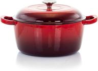 5 quart red megachef round enamel cast iron casserole with lid logo