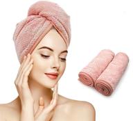 gepege 2 pack hair towel wrap - quick drying microfiber hair towel with button for women - pink+pink logo