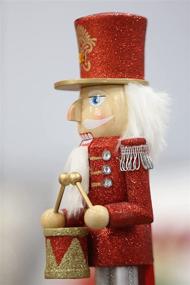 img 2 attached to 🎄 Exquisite Handmade Wooden Nutcracker Christmas Decoration:14-inch Soldier Figure adorned with Sparkles, Red Gold and Drum