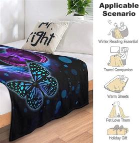 img 3 attached to 🦋 Butterfly Microfiber Blanket for Kids and Adults: Ultra Soft Bed and Couch Throw Blanket for Cozy Comfort - 50''x60''