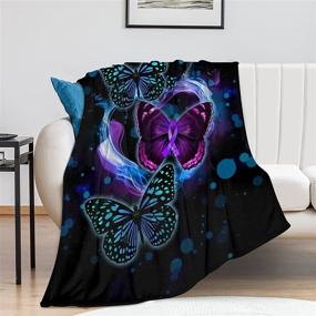 img 1 attached to 🦋 Butterfly Microfiber Blanket for Kids and Adults: Ultra Soft Bed and Couch Throw Blanket for Cozy Comfort - 50''x60''