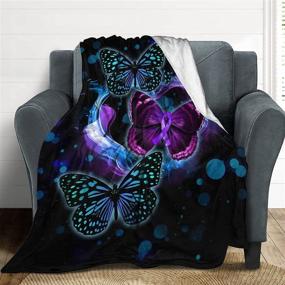 img 2 attached to 🦋 Butterfly Microfiber Blanket for Kids and Adults: Ultra Soft Bed and Couch Throw Blanket for Cozy Comfort - 50''x60''